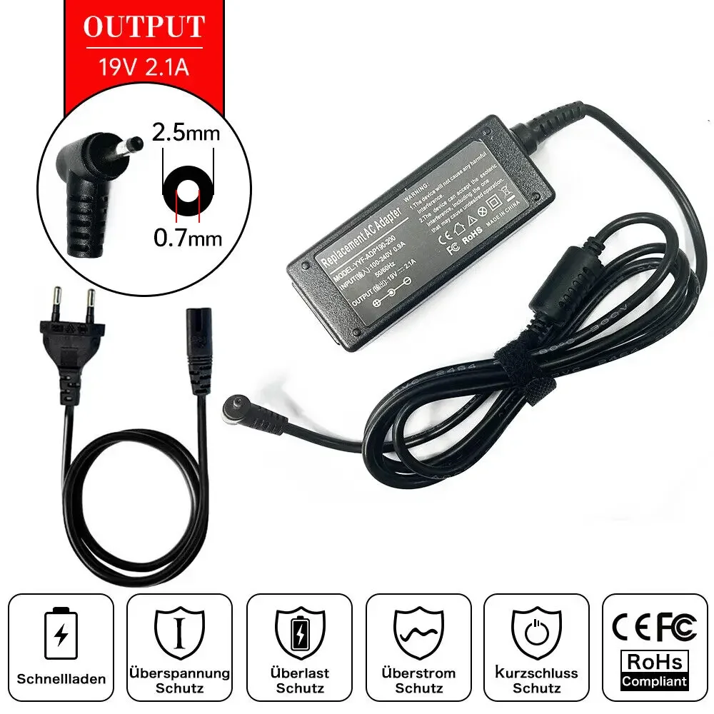 Laptop Accessories Shop - 19V 2.1A 2.5mm * 0.7mm Carregador