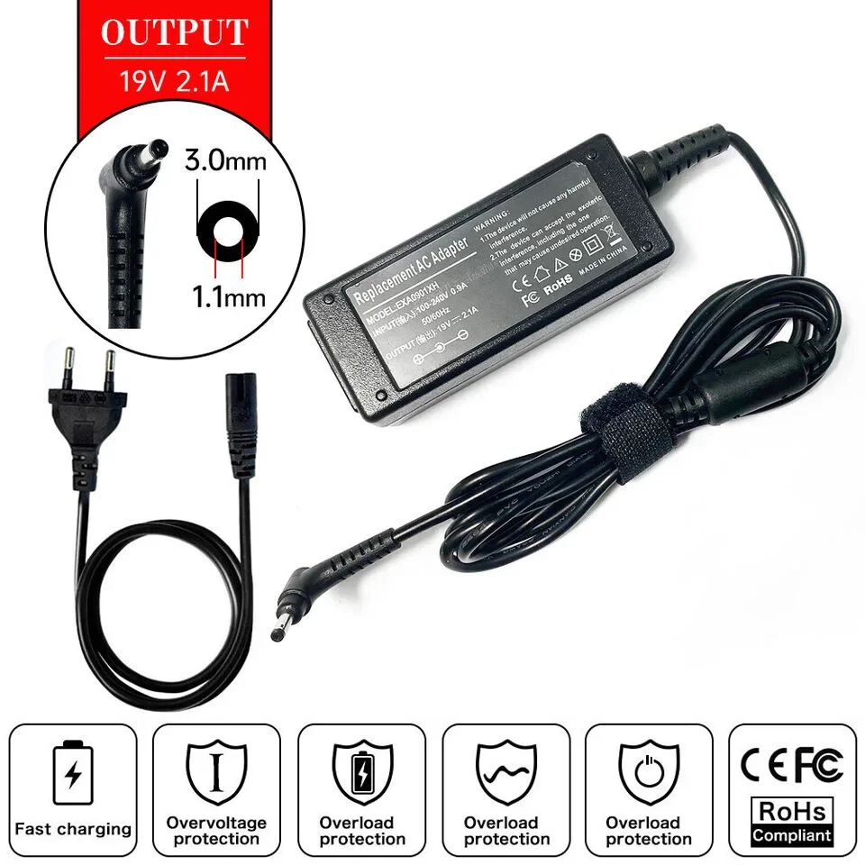 Laptop Accessories Shop - 19V 2.1A 40W Carregador Adaptador AC